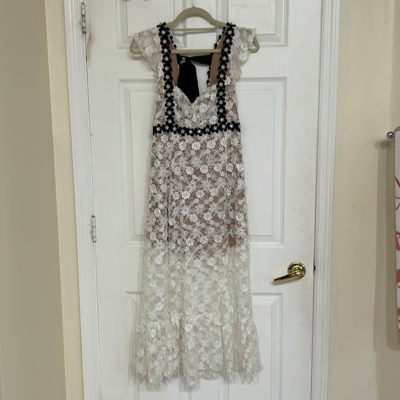 For love and lemons lace white and black rhinestone dress 3d flowers size m